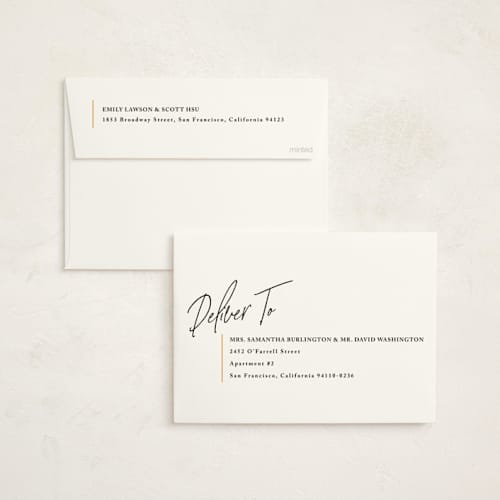This is a pearl graduation invitations with foil pressed by Owl and Toad called written out printing on signature in standard