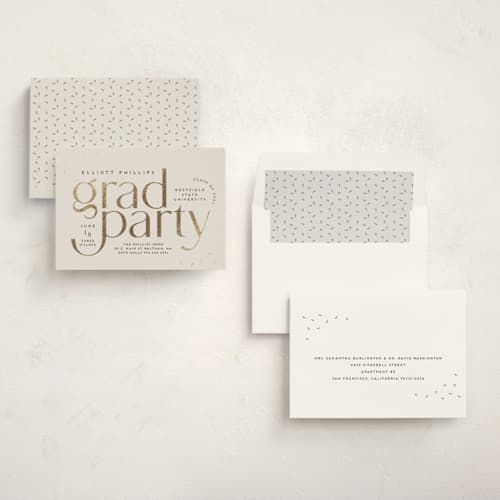 This is a oyster graduation invitations with foil pressed by Nicole Senecal called party type printing on signature in standard