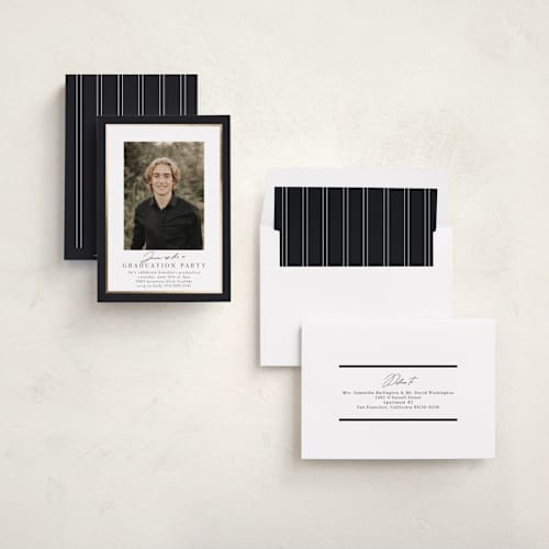 This is a midnight graduation invitations with foil pressed by Nicole Walsh called classic edge printing on recycled smooth signature in standard