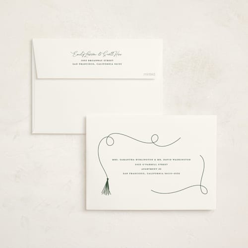 This is a snow graduation invitations with foil pressed by Lauren Chism called twirling tassle printing on signature in standard