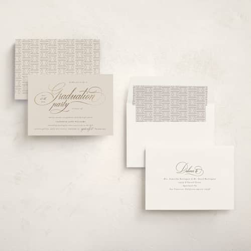 This is a cream graduation invitations with foil pressed by Jelena Vuletic called livia printing on signature in standard