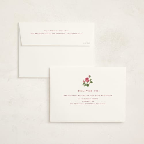 This is a blush graduation invitations with foil pressed by Teju Reval called romantic roses printing on signature in standard