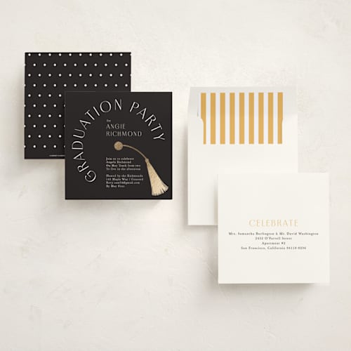 This is a charcoal graduation invitations with foil pressed by lori jacobs wemple called graduation party printing on signature in standard