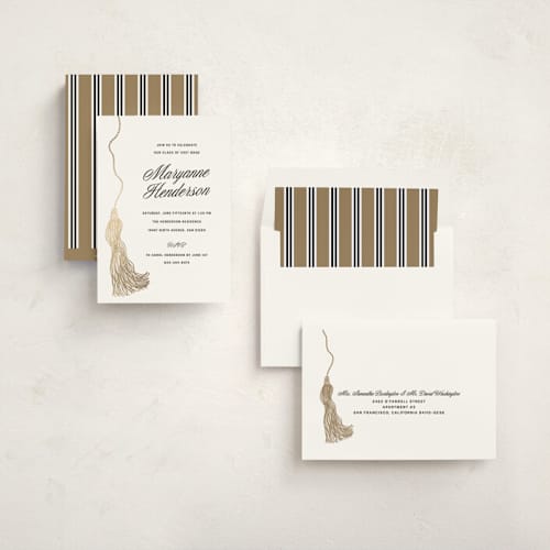 This is a cloud graduation invitations with foil pressed by Ashlee Townsend called tassel printing on signature in standard