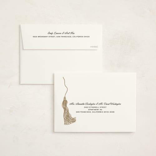 This is a cloud graduation invitations with foil pressed by Ashlee Townsend called tassel printing on signature in standard