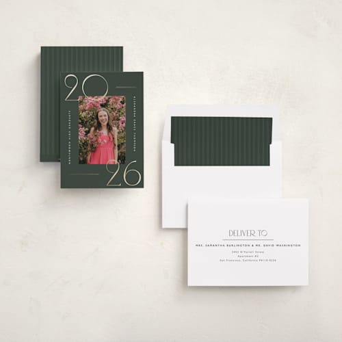 This is a ivy graduation announcements with foil pressed by Kelly Schmidt called numbered printing on signature in standard