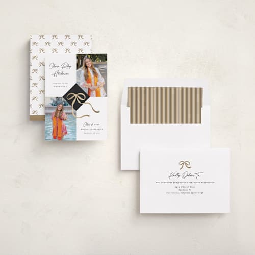 This is a noir graduation announcements with foil pressed by Paper Raven Co. called sweet grad cap printing on recycled smooth signature in standard