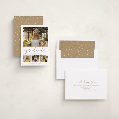 This is a snow graduation announcements with foil pressed by Sarah Curry called graduation gallery printing on recycled smooth signature in standard