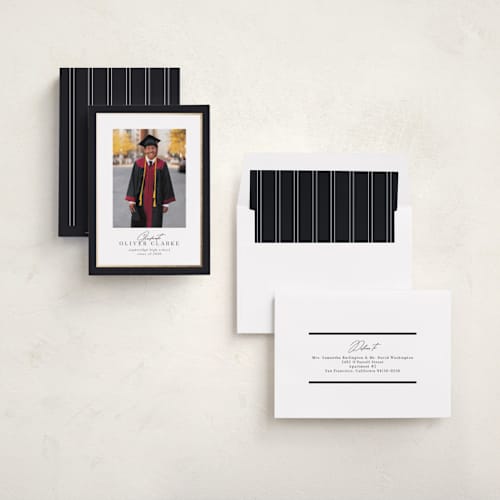 This is a midnight graduation announcements with foil pressed by Nicole Walsh called classic edge printing on recycled smooth signature in standard