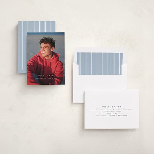 This is a cloud graduation announcements with foil pressed by Wildfield Paper Co called olympus printing on recycled smooth signature in standard