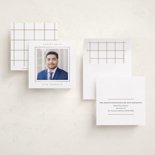This is a starlight graduation announcements with foil pressed by Lucrecia Caporale called minimal border printing on recycled smooth signature in standard