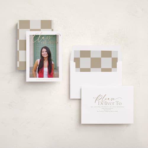 This is a cloud graduation announcements with foil pressed by Jackie Crawford called scripted graduation year printing on recycled smooth signature in standard