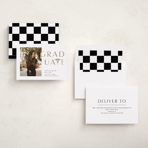 This is a classic graduation announcements with foil pressed by Lehan Veenker called to the t printing on recycled smooth signature in standard