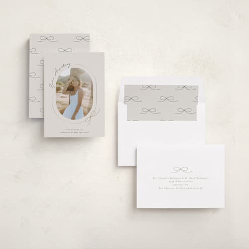 This is a latte graduation announcements with foil pressed by Blustery August called etna printing on recycled smooth signature in standard