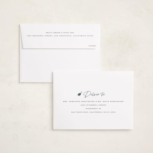 This is a midnight graduation announcements with foil pressed by Adelyn T. called midnight printing on recycled smooth signature in standard