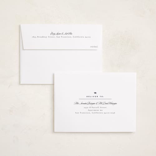 This is a sapphire graduation announcements with foil pressed by Corinne Malesic called class act printing on recycled smooth signature in standard