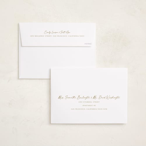 This is a snow graduation announcements with foil pressed by Sarah Curry called graduate script printing on recycled smooth signature in standard