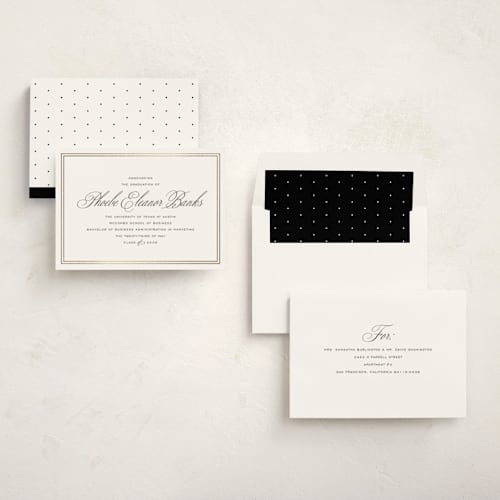 This is a inkwell graduation announcements with foil pressed by Megan Davis called scholarly charm printing on signature in standard
