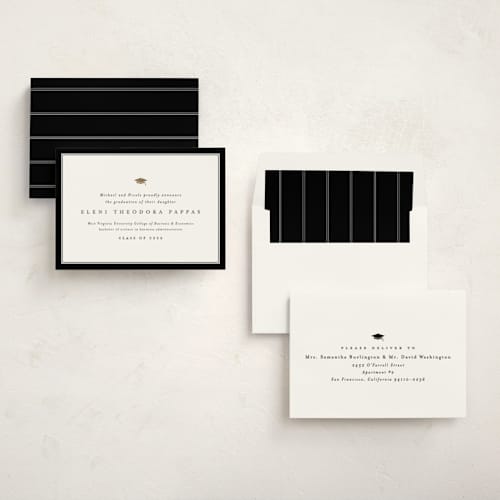 This is a newsprint graduation announcements with foil pressed by Lea Delaveris called gazette printing on signature in standard