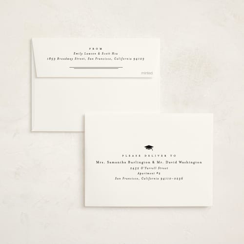 This is a newsprint graduation announcements with foil pressed by Lea Delaveris called gazette printing on signature in standard