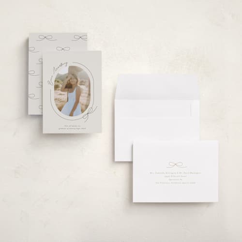 This is a latte graduation announcements with standard by Blustery August called etna printing on recycled smooth signature in grand