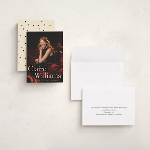 This is a milk graduation announcements with standard by Ani Somi called california printing on recycled smooth signature in grand