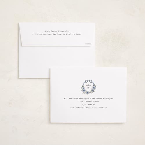 This is a cornflower graduation announcements with standard by Laura Hankins called floral crest printing on recycled smooth signature in grand