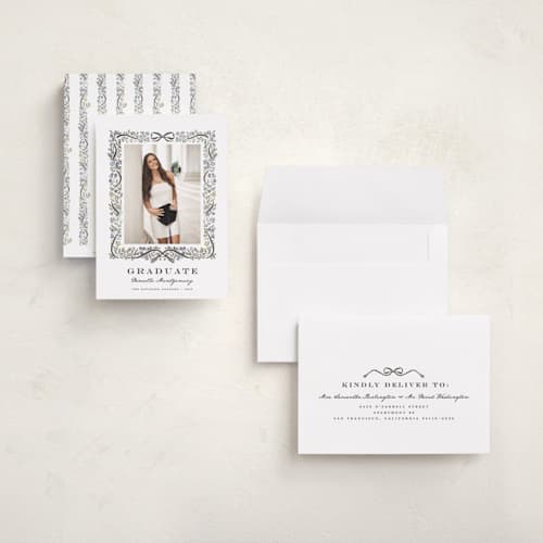This is a ink graduation announcements with standard by Petra Kern called floristica printing on recycled smooth signature in grand