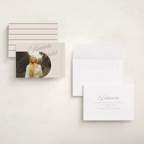 This is a almond graduation announcements with standard by Morgan Kendall called modern curves printing on recycled smooth signature in grand