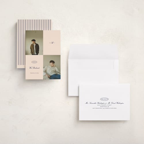 This is a ocean graduation announcements with standard by Rachel Cassel called the quadrant printing on recycled smooth signature in grand