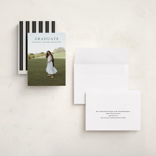 This is a pepper graduation announcements with standard by Bryanna Mehner called minimalism printing on recycled smooth signature in grand