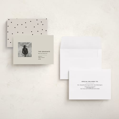This is a sandstone graduation announcements with standard by Bryanna Mehner called modern achievement printing on recycled smooth signature in grand