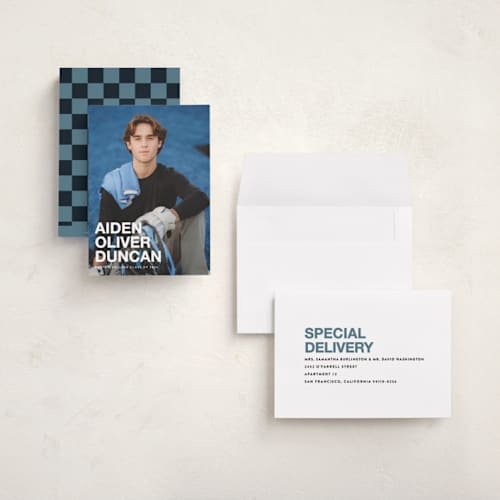 This is a cloud graduation announcements with standard by Maria Alou called the graduate printing on recycled smooth signature in grand