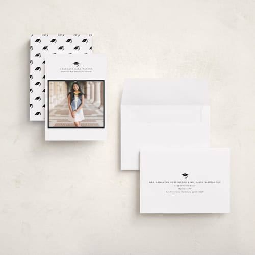 This is a cotton graduation announcements with standard by Stacey Meacham called elegant frame printing on recycled smooth signature in grand