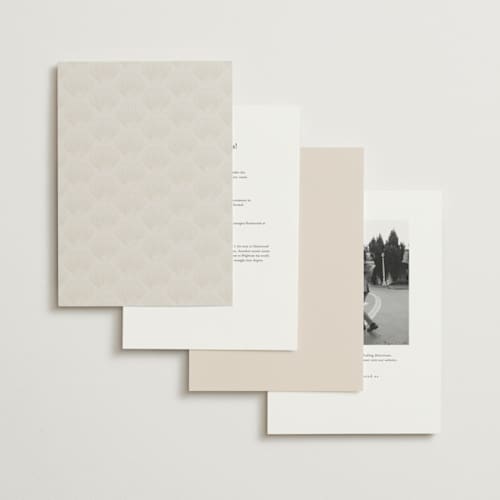 This is a sand wedding invitations with foil pressed by Hannah Bowman called simple seashell printing on signature in grand