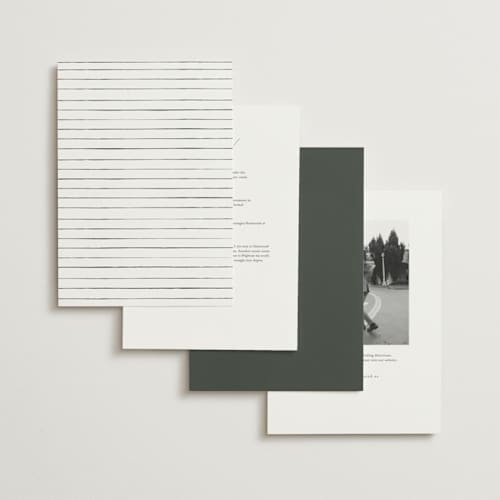 This is a hunter wedding invitations with foil pressed by Sarah Brown called peaks printing on signature in grand