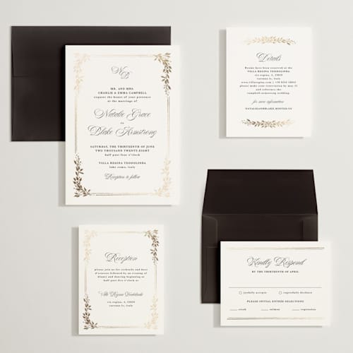 This is a diamond wedding invitations with foil pressed by Kate Ahn called lake como printing on signature in grand