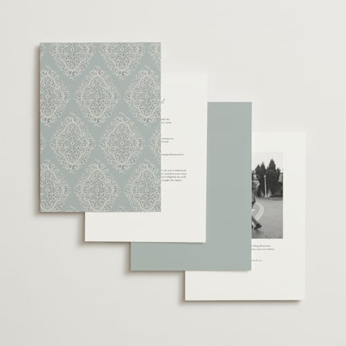 This is a something blue wedding invitations with foil pressed by Gwen Bedat called floral romance printing on signature in grand