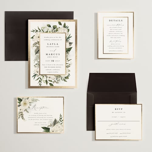 This is a vanilla wedding invitations with foil pressed by Susan Moyal called classic love printing on signature in grand