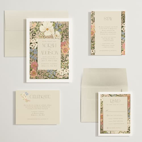 This is a sherbert wedding invitations with foil pressed by Leah Bisch called in the garden printing on signature in grand