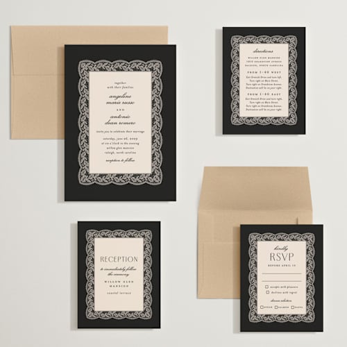 This is a midnight wedding invitations with standard by Erica Krystek called chantilly printing on signature in grand