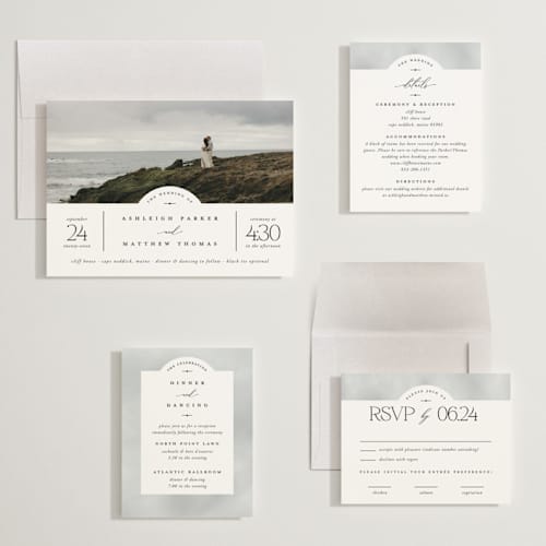 This is a cloud wedding invitations with standard by Heather Schertzer called panoramic printing on signature in grand