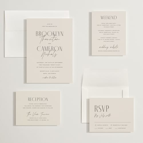 This is a linen wedding invitations with standard by Kelly Schmidt called arabilla overlap printing on signature in grand