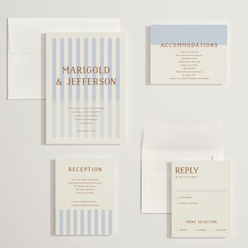 This is a wave wedding invitations with standard by Kelly Watkins called stripes printing on signature in grand