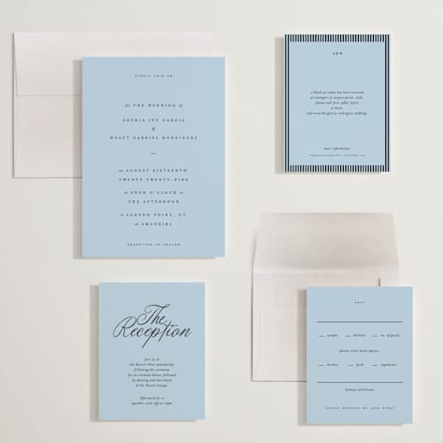This is a sky wedding invitations with standard by Blustery August called tarte tatin printing on signature in grand