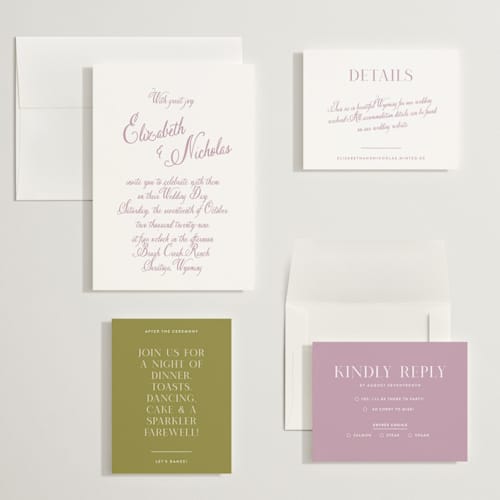 This is a lilac dreams wedding invitations with standard by Design Lotus called lavender dreams printing on signature in grand