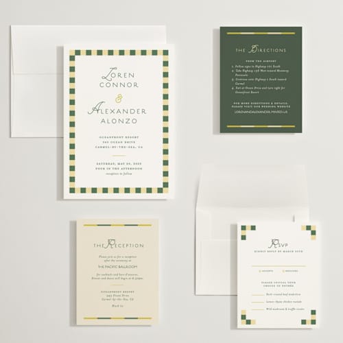 This is a citrus wedding invitations with standard by Angela Quan called grid printing on signature in grand