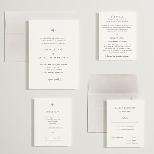 This is a obsidian wedding invitations with standard by Lucrecia Caporale called classic & timeless printing on signature in grand