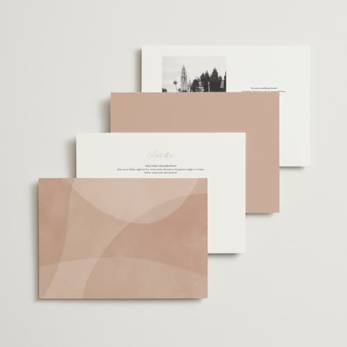 This is a terracotta wedding invitations with standard by Kelly Schmidt called overlap printing on signature in grand