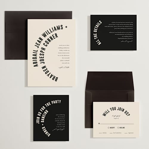 This is a cream wedding invitations with standard by Pixel and Hank called spin printing on signature in grand